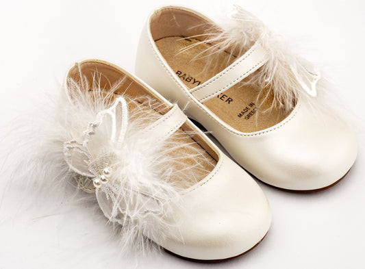 Babywalker Γοβάκι Μονή Μπαρέτα Διακοσμημένη με Χειροποίητο Διακοσμητικό BS3598 Λευκό