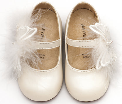 Babywalker Γοβάκι Μονή Μπαρέτα Διακοσμημένη με Χειροποίητο Διακοσμητικό BS3598 Εκρού