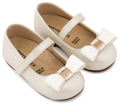 Babywalker Γοβάκι Μονή Μπαρέτα με Φιόγκο και Αγκράφα BS3600 Εκρού