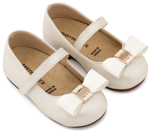 Babywalker Γοβάκι Μονή Μπαρέτα με Φιόγκο και Αγκράφα BS3600 Εκρού