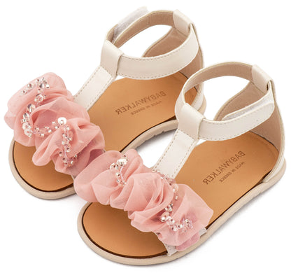 Babywalker Πέδιλο με Διακοσμητικό Οργάντζας BS3601 Εκρού Ροζ