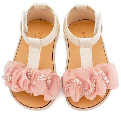 Babywalker Πέδιλο με Διακοσμητικό Οργάντζας BS3601 Εκρού Ροζ