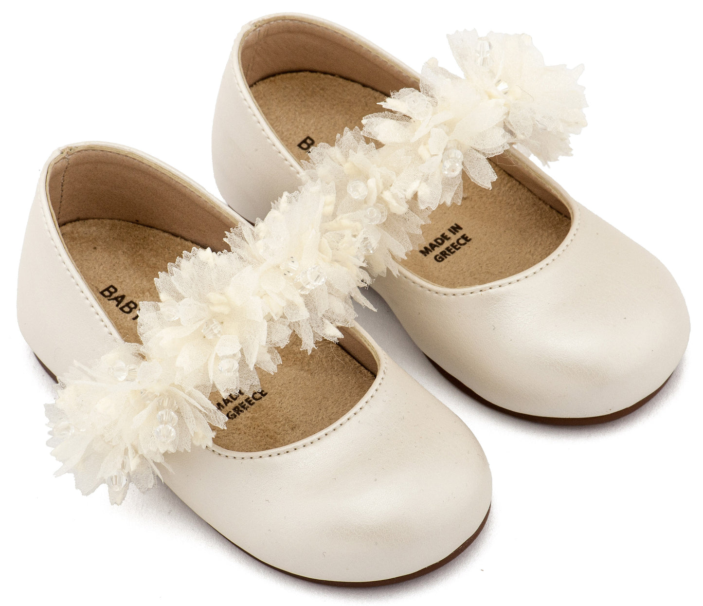 Babywalker Γοβάκι Μονή Μπαρέτα Διακοσμημένη  BS3602 Εκρού