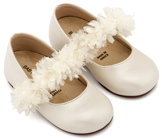 Babywalker Γοβάκι Μονή Μπαρέτα Διακοσμημένη  BS3602 Εκρού