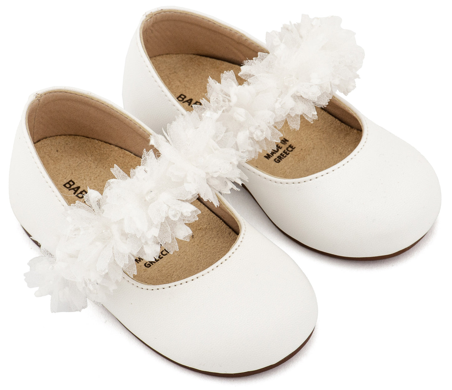 Babywalker Γοβάκι Μονή Μπαρέτα Διακοσμημένη  BS3602 Λευκό