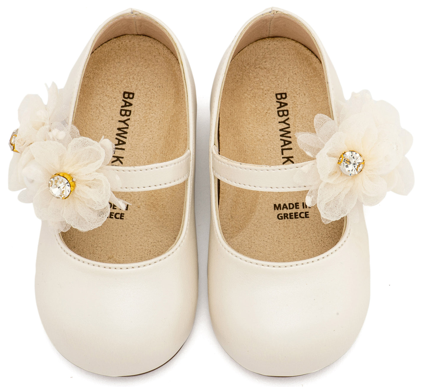 Babywalker Γοβάκι Μονή Μπαρέτα με Διακοσμητικό Οργάντζας BS3604 Εκρού