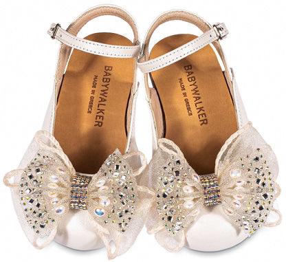 Babywalker Γαλλικό Σαμπό με Φιόγκο Οργάντζας και Στρας BW4828  Εκρού