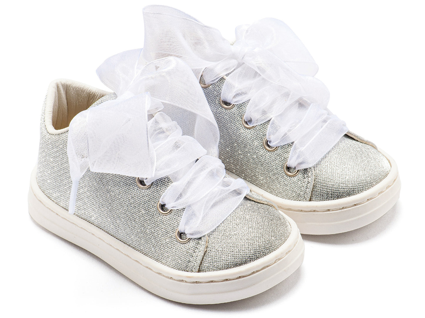 Babywalker Sneaker απο Ύφασμα και Δέσιμο Κορδέλα BW4864 Ασημί