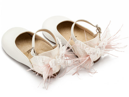 Γαλλικό Γοβάκι με Διακοσμημένη Φτέρνα Πεταλούδα BW4866 Εκρού Ροζ