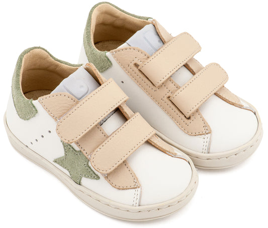 Babywalker Τρίχρωμο Sneaker Διπλό Χρατς EXC5316 Λευκό Εκρού Μέντα