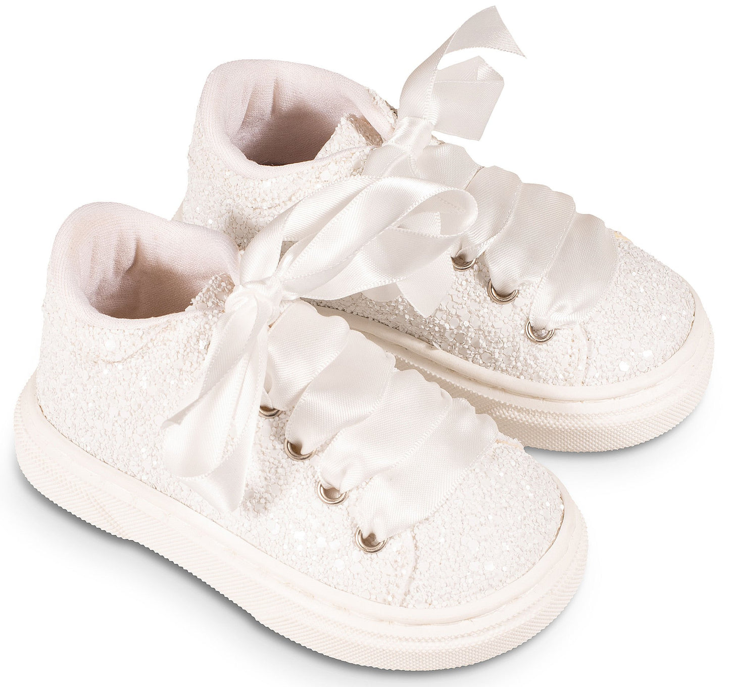 Laced Sneakers from Glitter Fabric EXC5856 White 