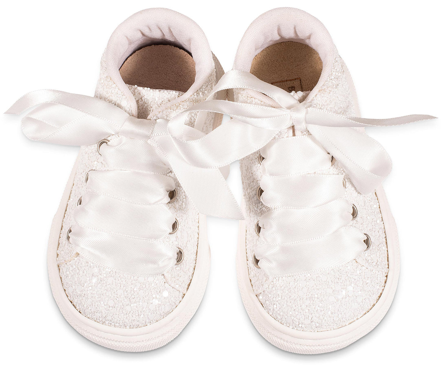 Laced Sneakers from Glitter Fabric EXC5856 White 