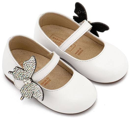 Babywalker Γοβάκι με Στρασένια Πεταλούδα στο Πλάι EXC5894 Λευκό