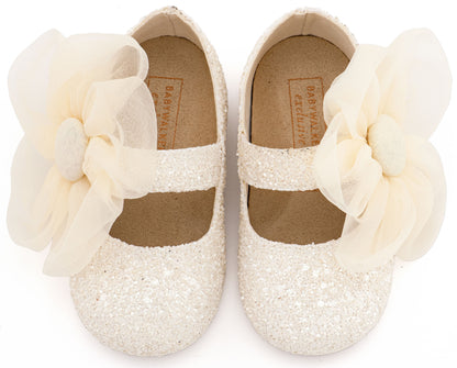 Babywalker Leather Clogs with Handmade Flower EXC5772