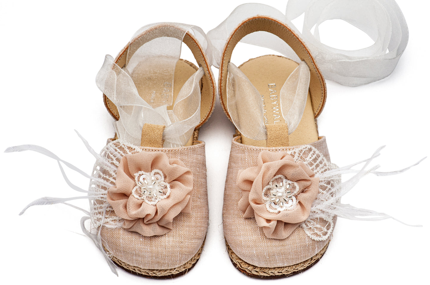 Babywalker Leather Clogs with Handmade Flower EXC5772