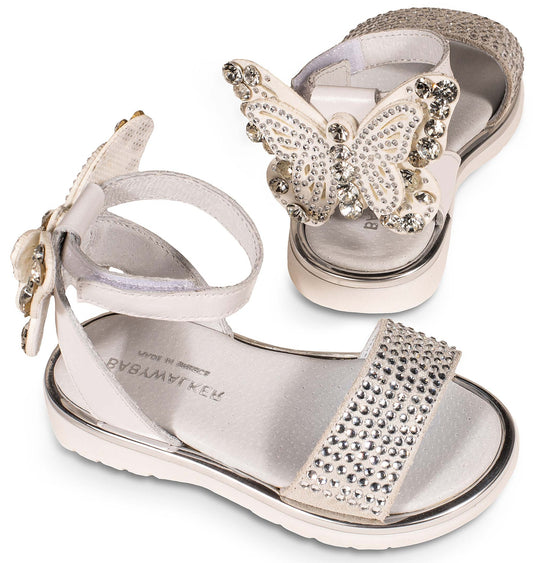 Sandals with Rhinestones and Butterfly LU6112 White 