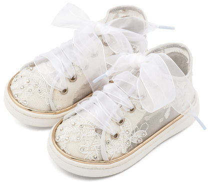 Babywalker Leather Clogs with Handmade Flower EXC5772