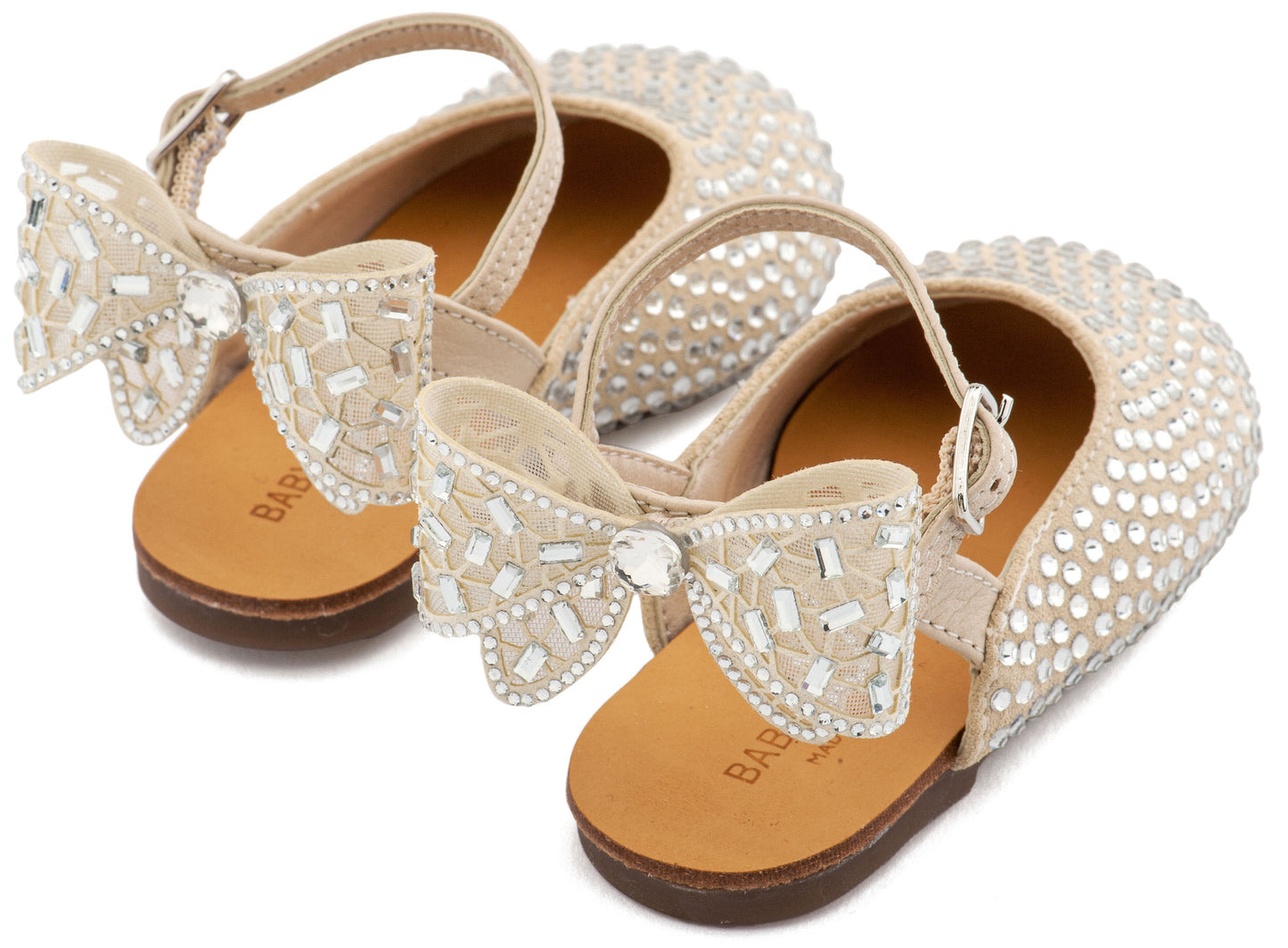 Babywalker Σαμπό Διακοσμημένο Ολόγυρα με Στρας και Φιόγκο απο Στρας στη Φτέρνα LU6132 Μπεζ