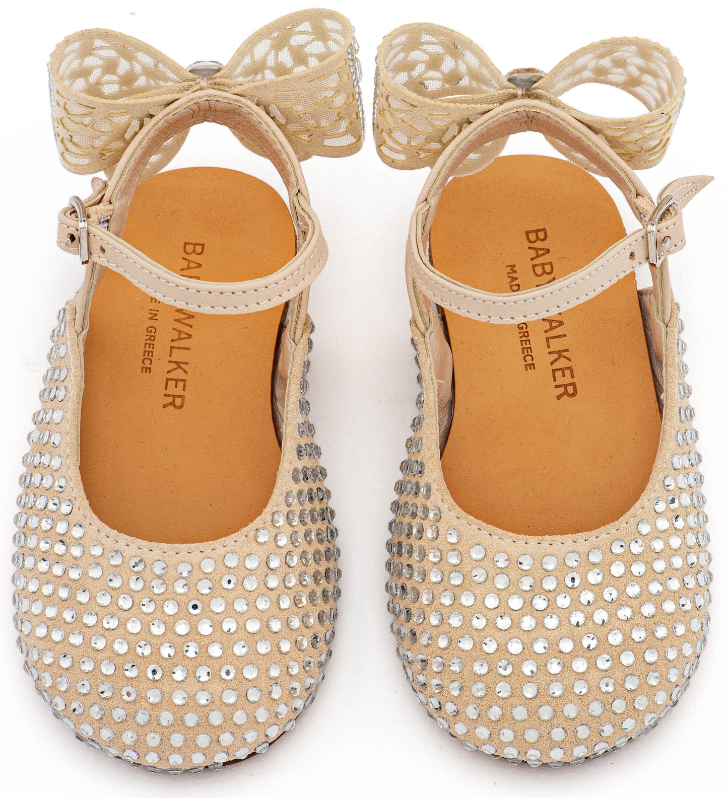 Babywalker Σαμπό Διακοσμημένο Ολόγυρα με Στρας και Φιόγκο απο Στρας στη Φτέρνα LU6132 Μπεζ