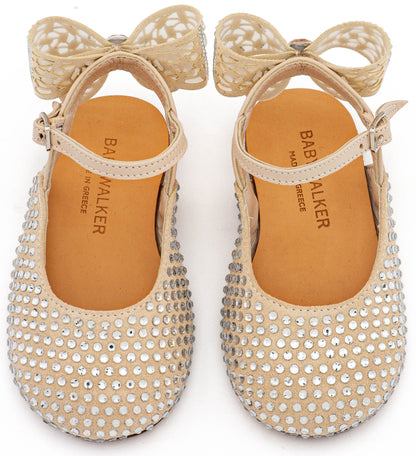 Babywalker Σαμπό Διακοσμημένο Ολόγυρα με Στρας και Φιόγκο απο Στρας στη Φτέρνα LU6132 Μπεζ