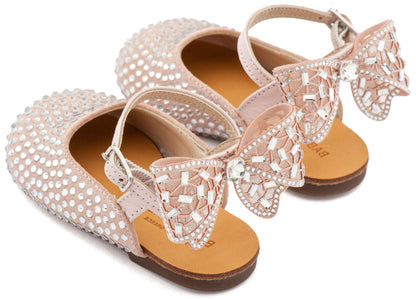 Babywalker Σαμπό Διακοσμημένο Ολόγυρα με Στρας και Φιόγκο απο Στρας στη Φτέρνα LU6132 Ροζ Αντικέ