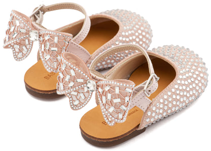 Babywalker Σαμπό Διακοσμημένο Ολόγυρα με Στρας και Φιόγκο απο Στρας στη Φτέρνα LU6132 Ροζ Αντικέ