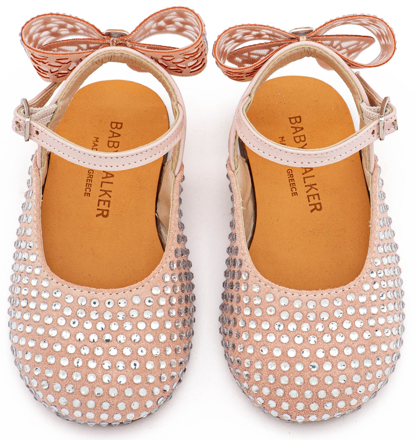 Babywalker Σαμπό Διακοσμημένο Ολόγυρα με Στρας και Φιόγκο απο Στρας στη Φτέρνα LU6132 Ροζ Αντικέ