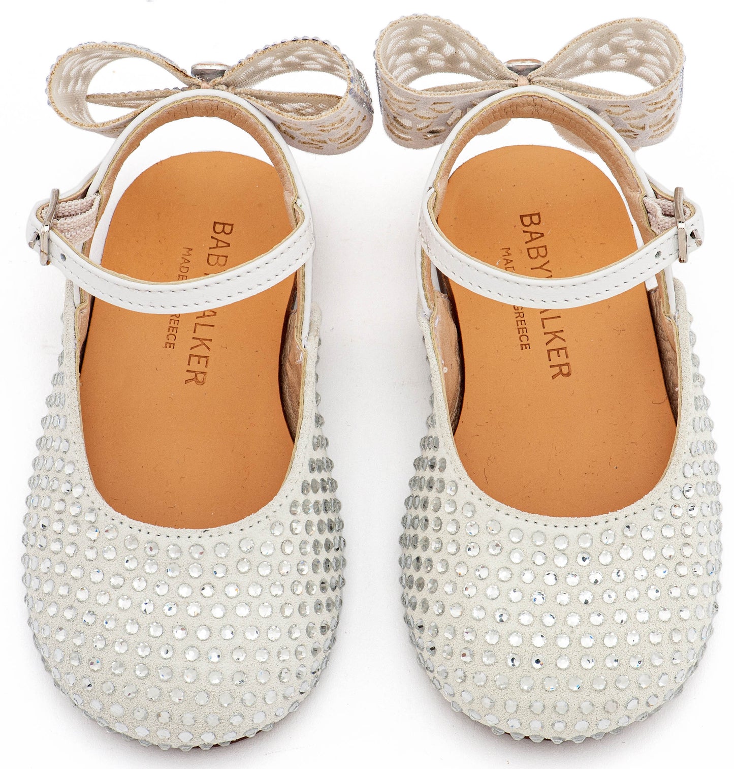 Babywalker Σαμπό Διακοσμημένο Ολόγυρα με Στρας και Φιόγκο απο Στρας στη Φτέρνα LU6132 Λευκό