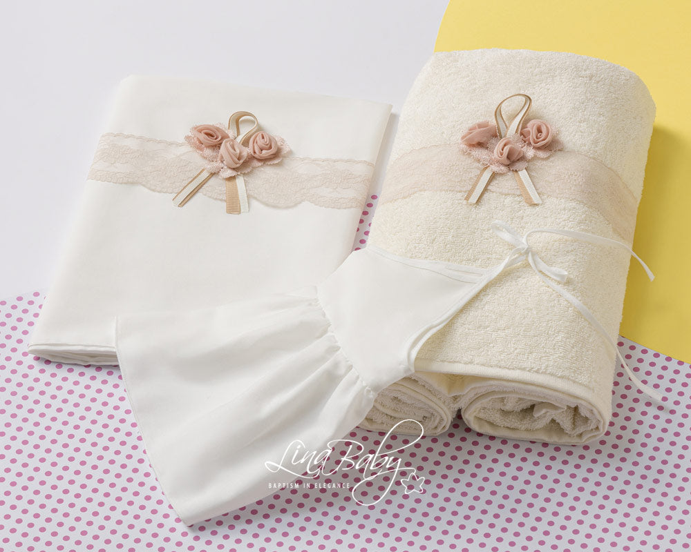 Βαπτιστικό Λαδόπανο σετ Sarah Kay 1525 Εκρού 6τμχ