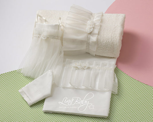 Baptismal oilcloth set Perl 1531 Ecru 6pcs