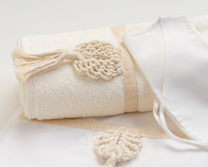 Baptism Cloth set Macrame Simple 1513 Ecru 6pcs