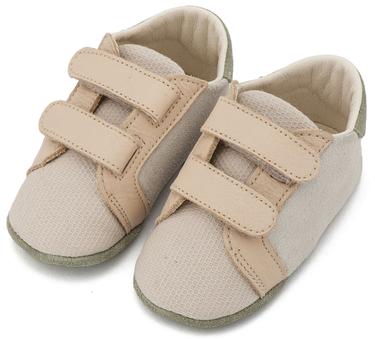 Babywalker Δερμάτινο Σνικερ με Χρατς MI1138 Λευκό Μπεζ