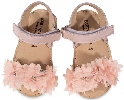 Slippers with Chiffon Flowers MI1633 Pink