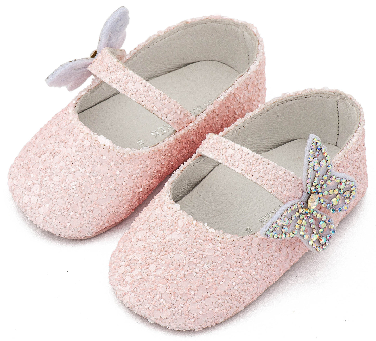 Babywalker Γοβάκι Μονή Μπαρέτα Χρατς με  Στρασένια Πεταλούδα MI1658 Ροζ