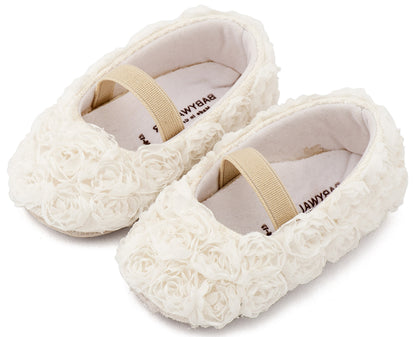 Babywalker Μπαλαρινα Διακοσμημένη με Chiffon Λουλούδια MI1660 Λευκό