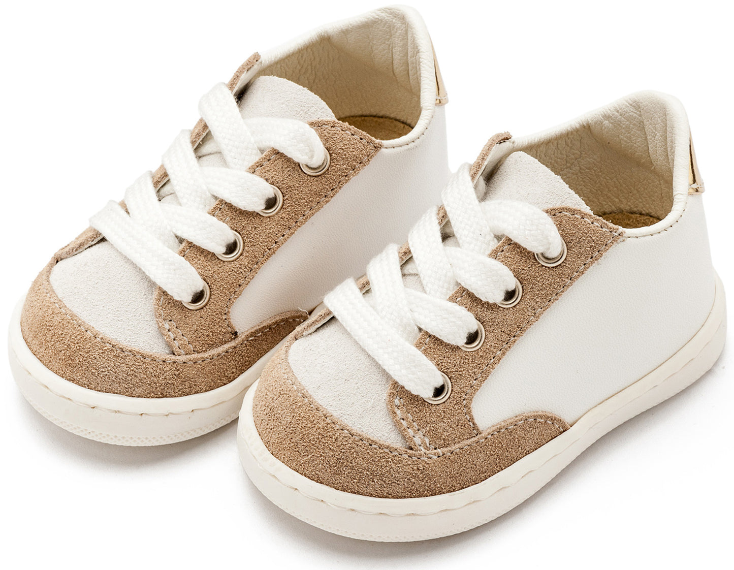 Babywalker Δερμάτινο Δετό Sneakers PRΙ2120 Λευκό Μπεζ