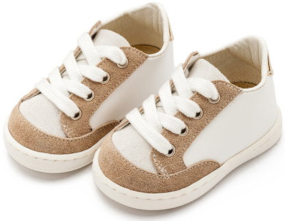 Babywalker Δερμάτινο Δετό Sneakers PRΙ2120 Λευκό Μπεζ