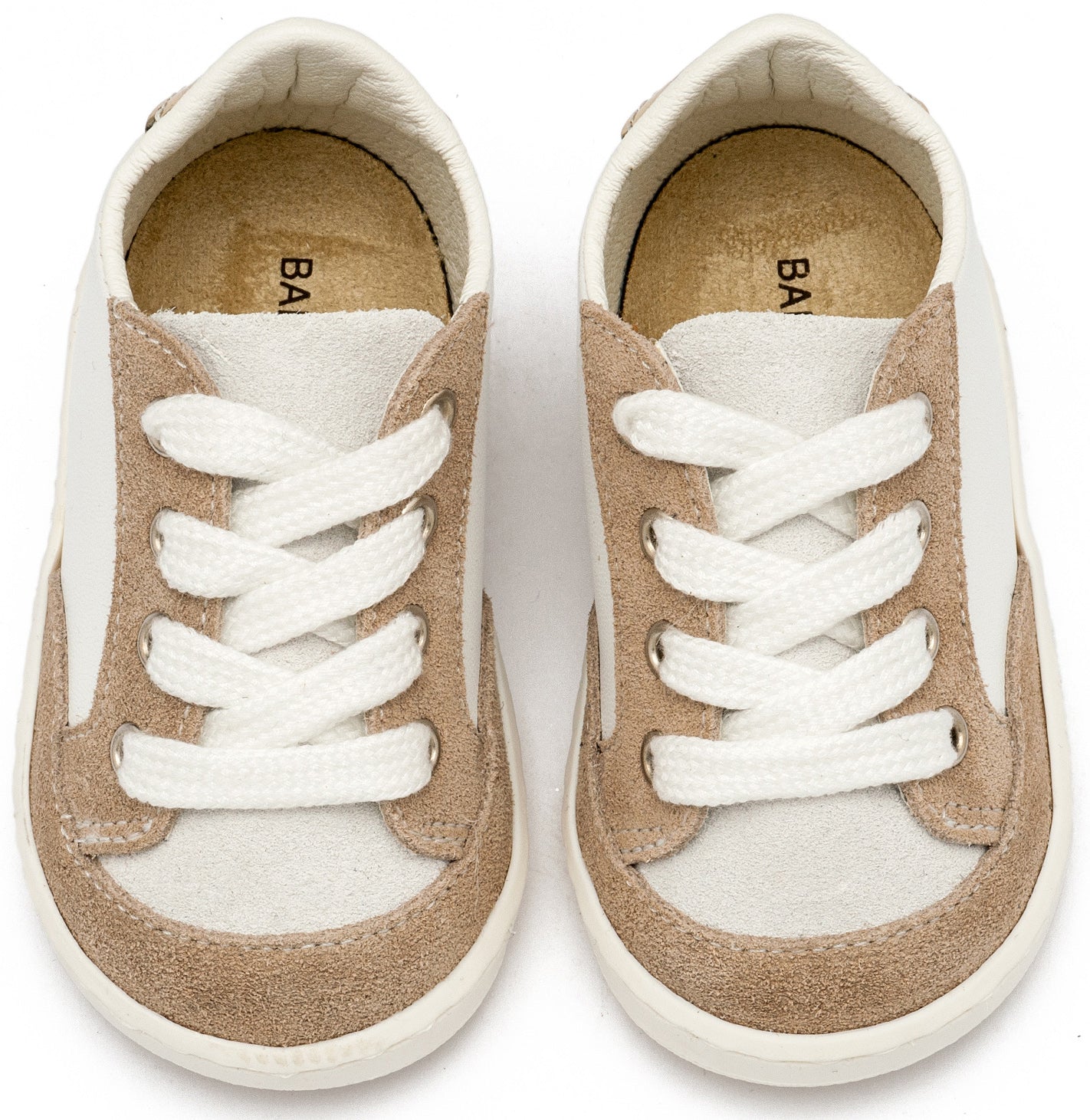 Babywalker Δερμάτινο Δετό Sneakers PRΙ2120 Λευκό Μπεζ