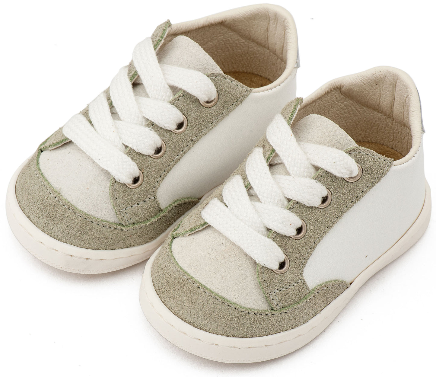 Babywalker Δερμάτινο Δετό Sneakers PRΙ2120 Λευκό Μέντα
