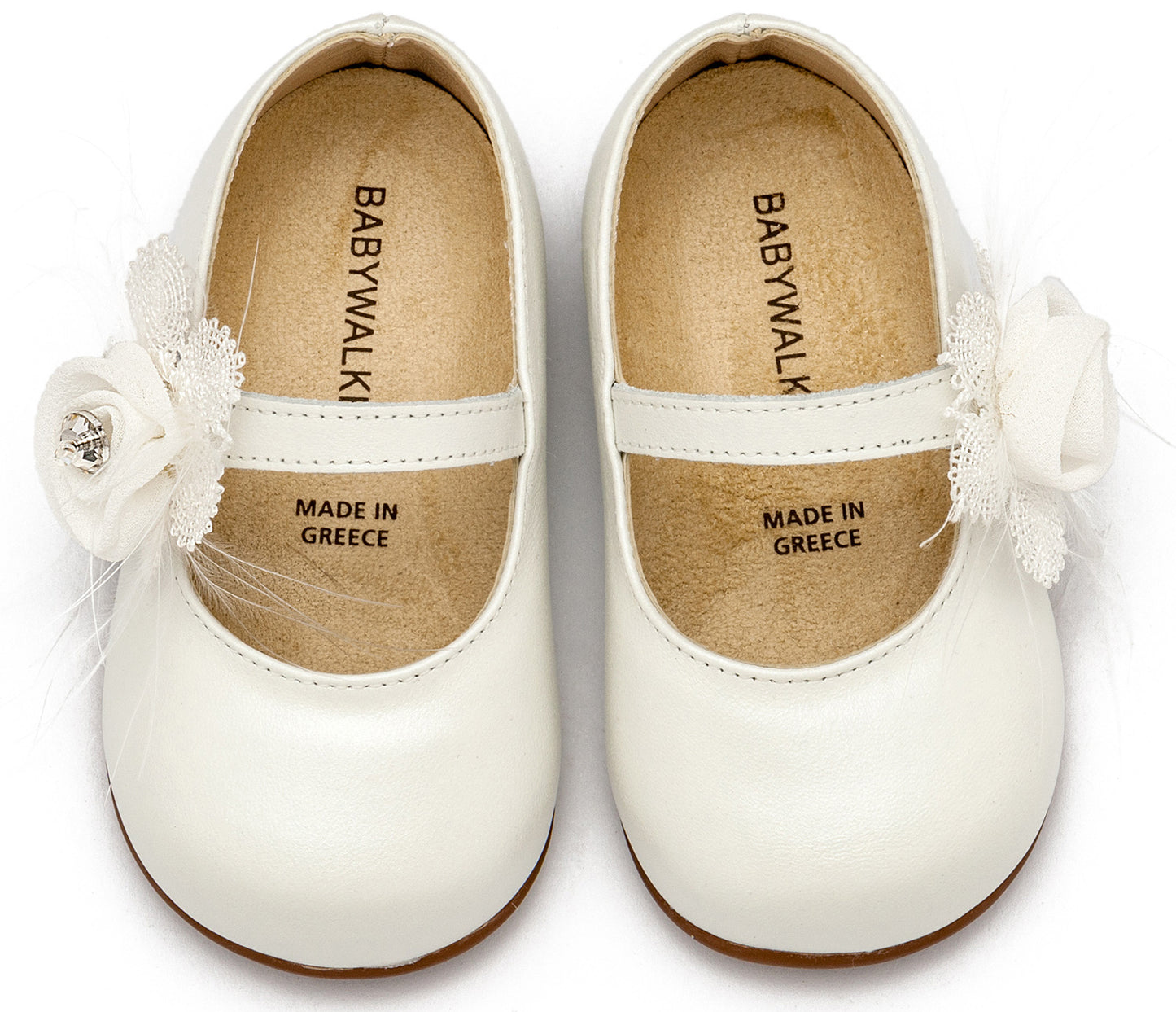 Babywalker Γοβάκι  Μονή Μπαρέτα με Λουλούδι  PRI2640 Εκρού