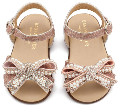 Babywalker Πέδιλο Διακοσμημένο με Φιόγκο απο Πέρλες PRI2655 Ροζ Αντικέ