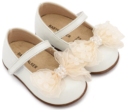 Babywalker Γοβάκι Μονή Μπαρέτα Φιογκάκι Οργάντζας PRI2659 Εκρού