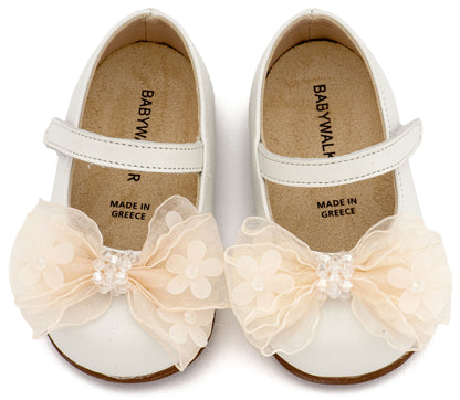 Babywalker Γοβάκι Μονή Μπαρέτα Φιογκάκι Οργάντζας PRI2659 Εκρού