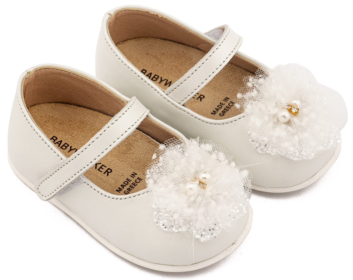 Babywalker Γοβάκι Μονή Μπαρέτα Χειροποίητο Διακοσμητικό απο Τούλι PRI2660 Εκρού