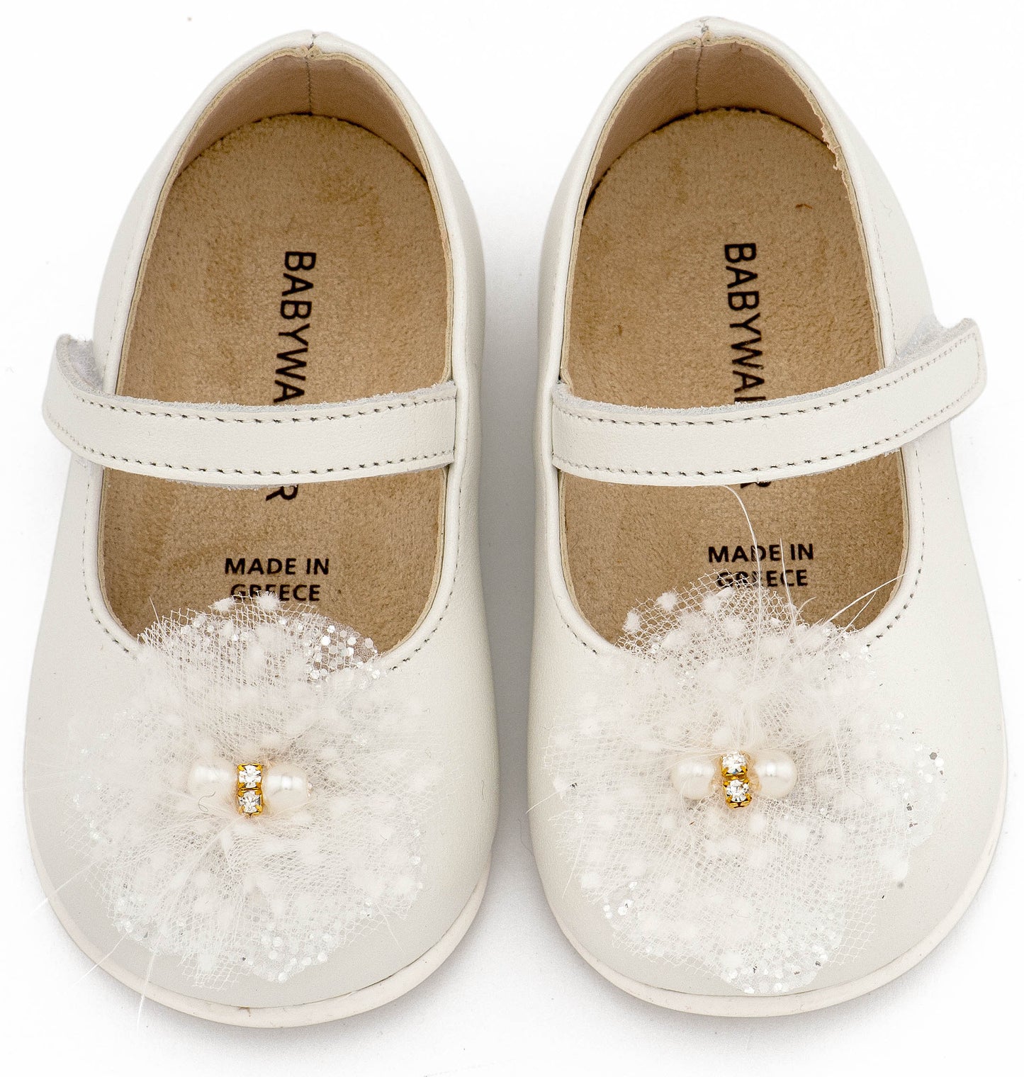 Babywalker Γοβάκι Μονή Μπαρέτα Χειροποίητο Διακοσμητικό απο Τούλι PRI2660 Εκρού