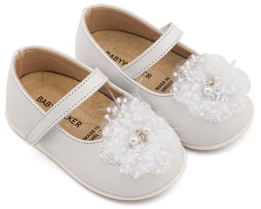 Babywalker Γοβάκι Μονή Μπαρέτα Χειροποίητο Διακοσμητικό απο Τούλι PRI2660 Λευκό