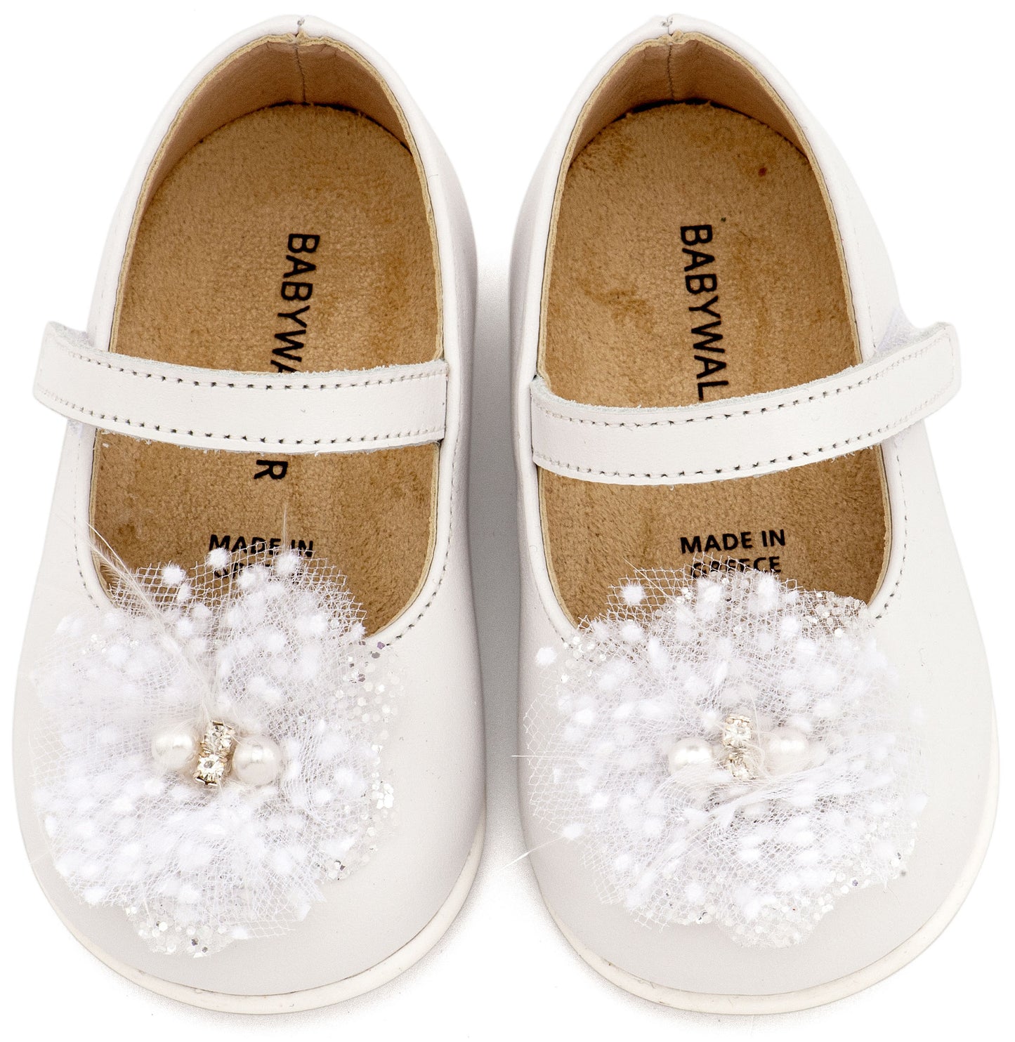 Babywalker Γοβάκι Μονή Μπαρέτα Χειροποίητο Διακοσμητικό απο Τούλι PRI2660 Λευκό