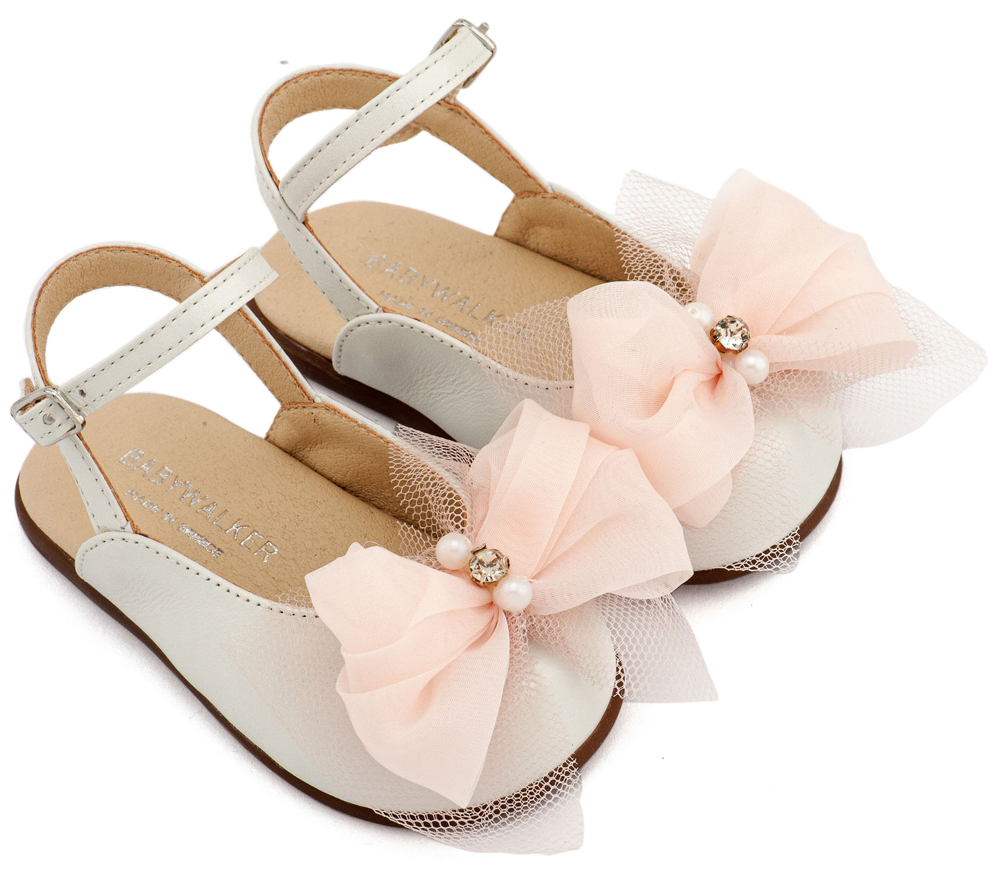 Babywalker Γαλλικό Σαμπό Διακοσμημένο με Φιόγκο Οργάντζας και Στρας PRI2661 Εκρού Ροζ