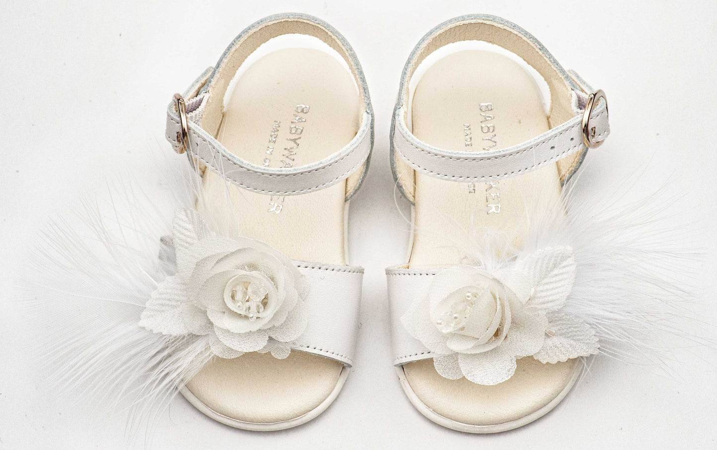 Babywalker Πέδιλο Διακοσμημένο με Χειροποίητο Λουλούδι με Πούπουλα PRI2662 Λευκό