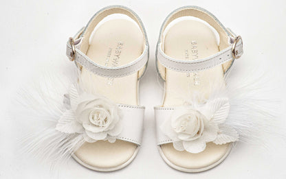 Babywalker Πέδιλο Διακοσμημένο με Χειροποίητο Λουλούδι με Πούπουλα PRI2662 Λευκό